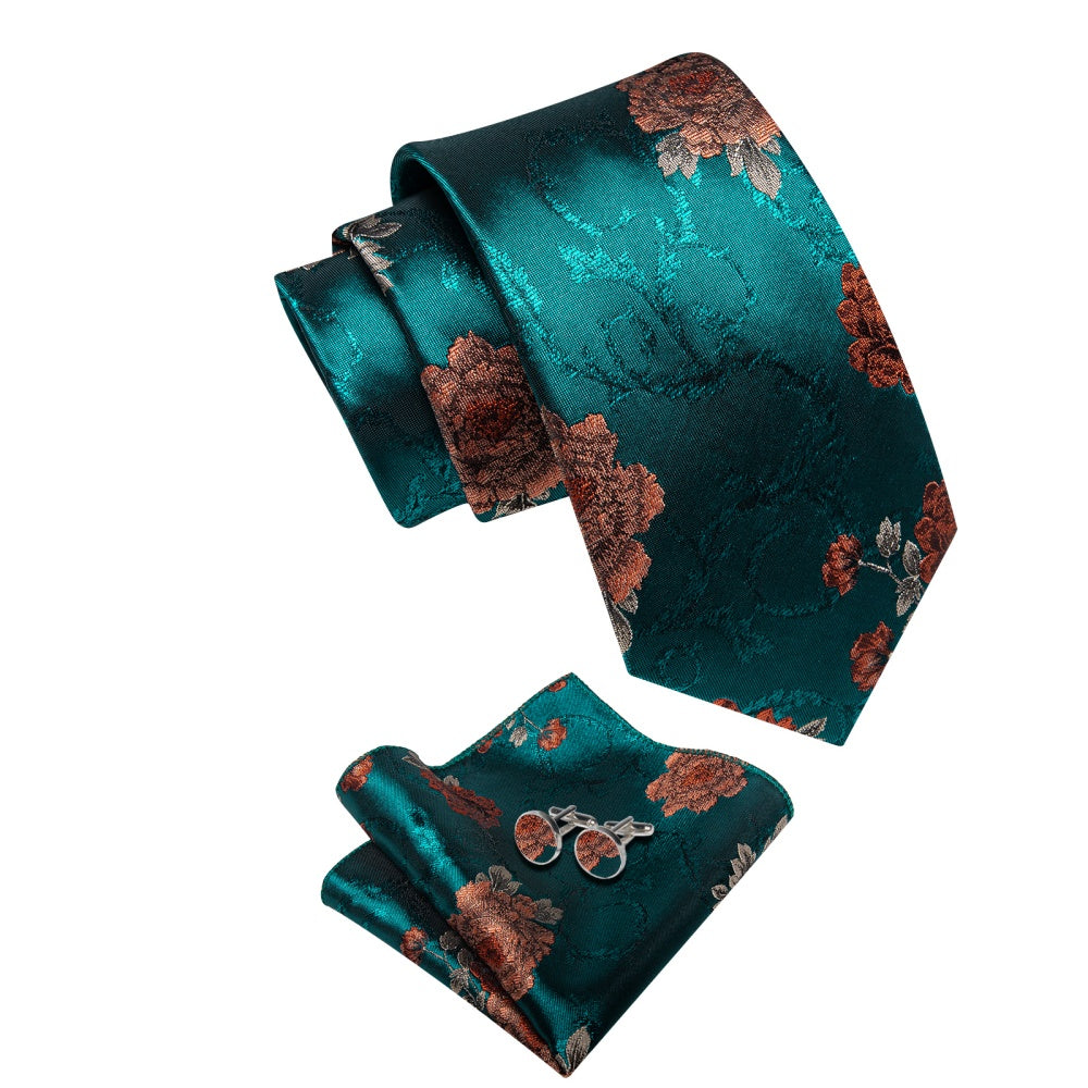 GentCrest Blue Floral Tie Hanky Cufflinks Set - Image 4