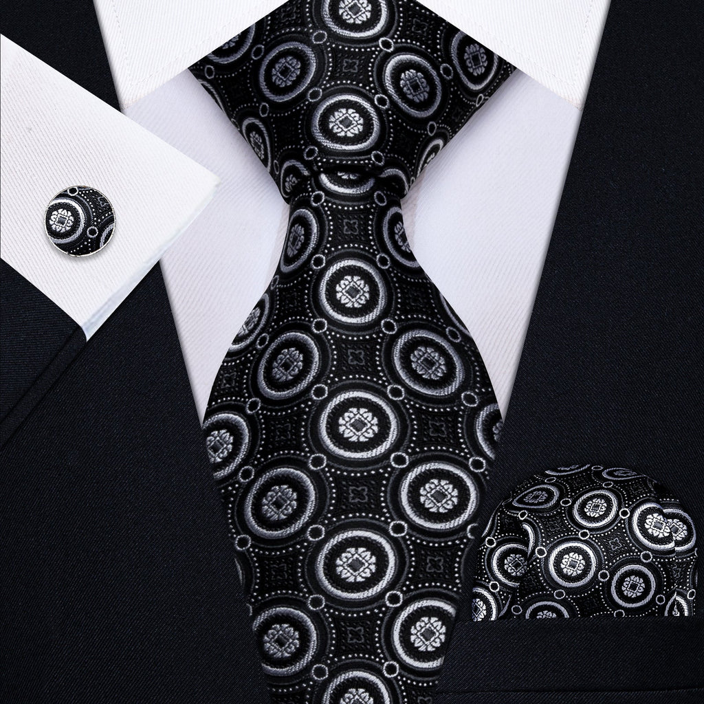 GentCrest Black Polka Dot Tie Hanky Cufflinks Set - Image 1
