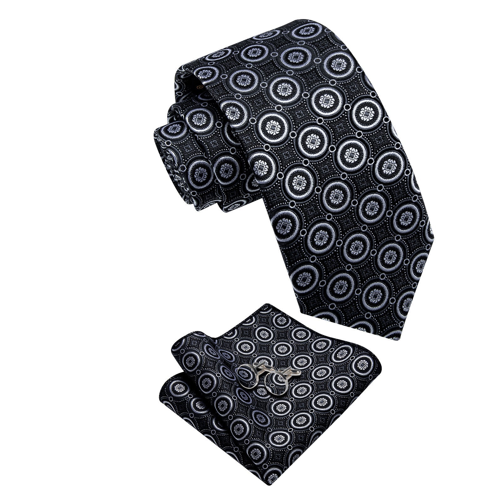 GentCrest Black Polka Dot Tie Hanky Cufflinks Set - Image 2