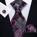 GentCrest Pink Paisley Tie Hanky Cufflinks Set - Image 1