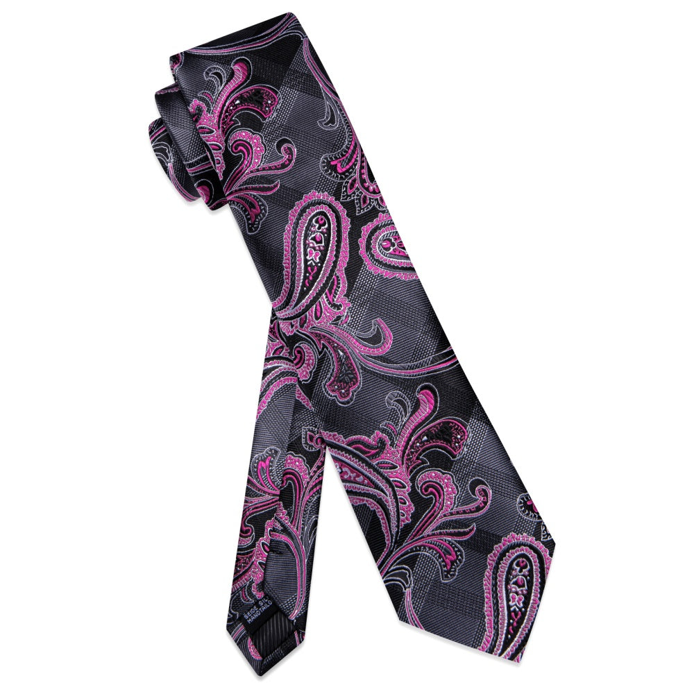 GentCrest Pink Paisley Tie Hanky Cufflinks Set - Image 4