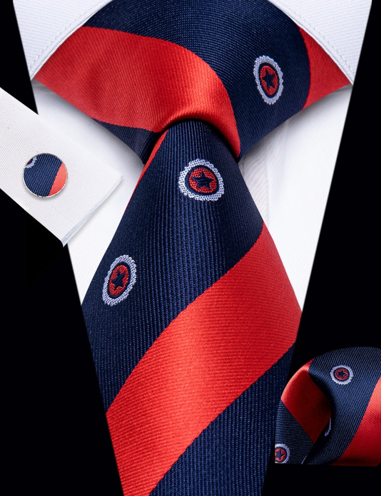 GentCrest Blue Striped Tie Hanky Cufflinks Set - Image 2