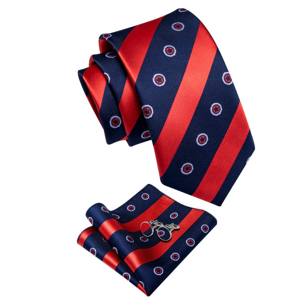 GentCrest Blue Striped Tie Hanky Cufflinks Set - Image 3