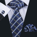 Royal Blue Plaid Silk Tie Set - GentCrest