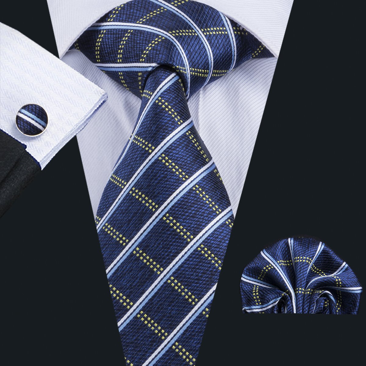 Royal Blue Plaid Silk Tie Set - GentCrest