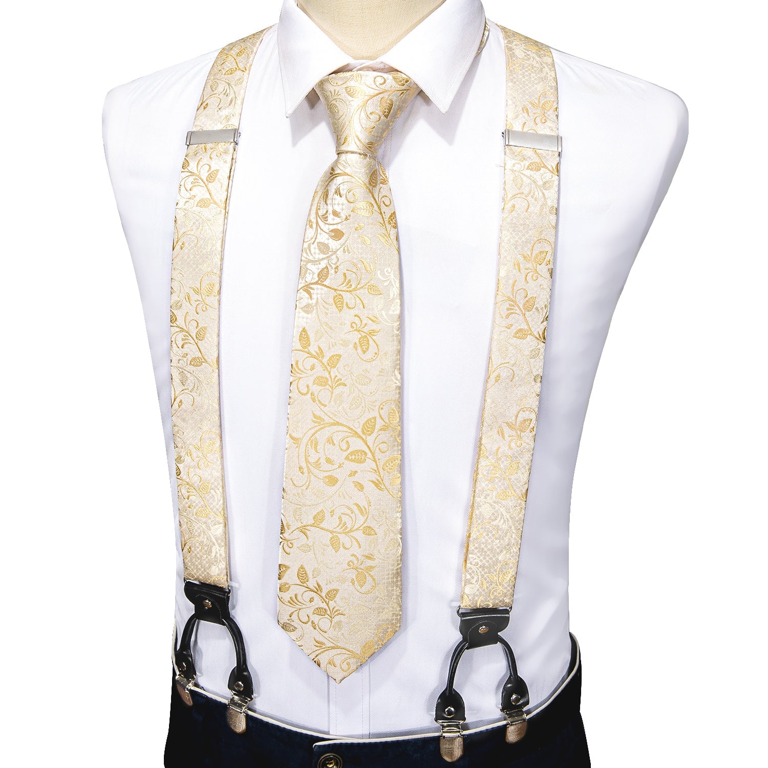 GentCrest Champagne Floral Suspenders - Image 1