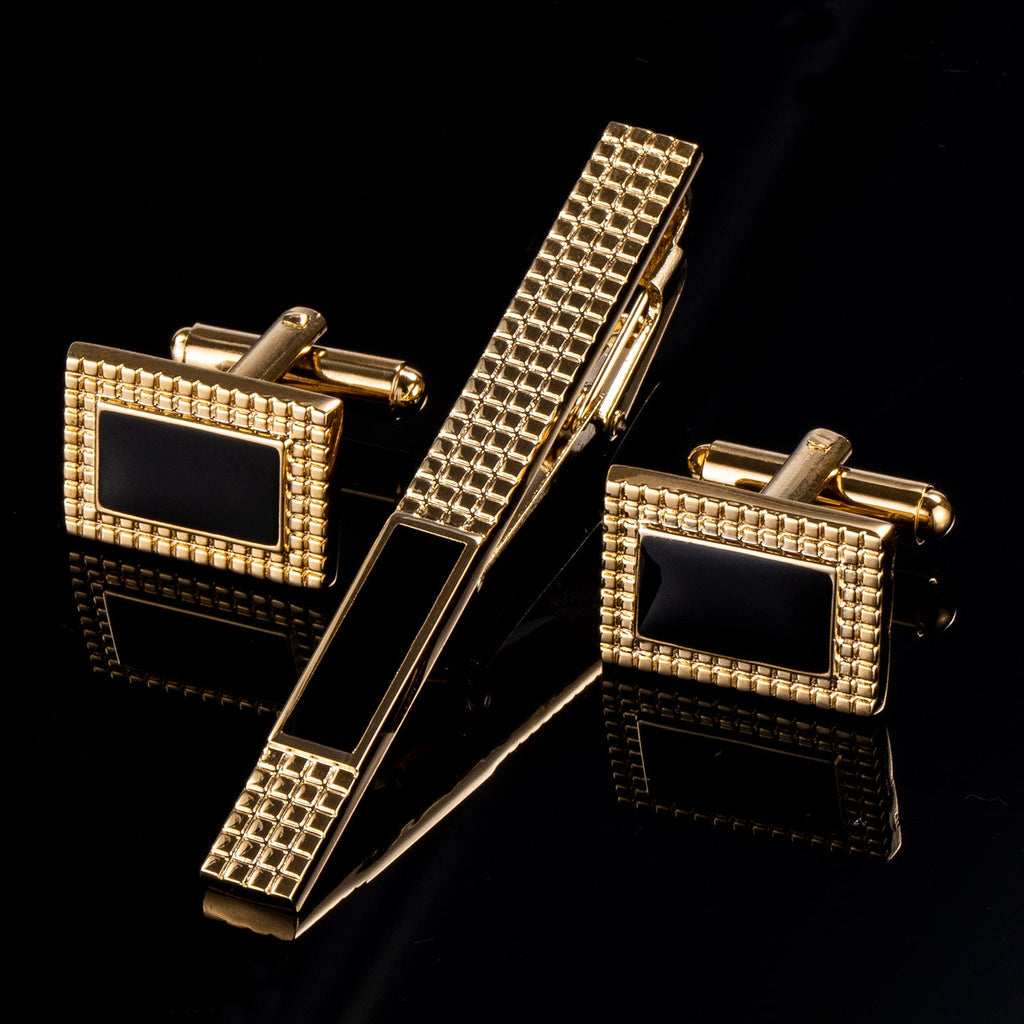 GentCrest Black Classic Tie Clip Cufflinks Set - Image 1
