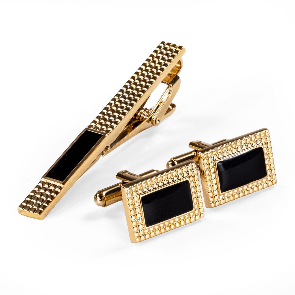 GentCrest Black Classic Tie Clip Cufflinks Set - Image 2