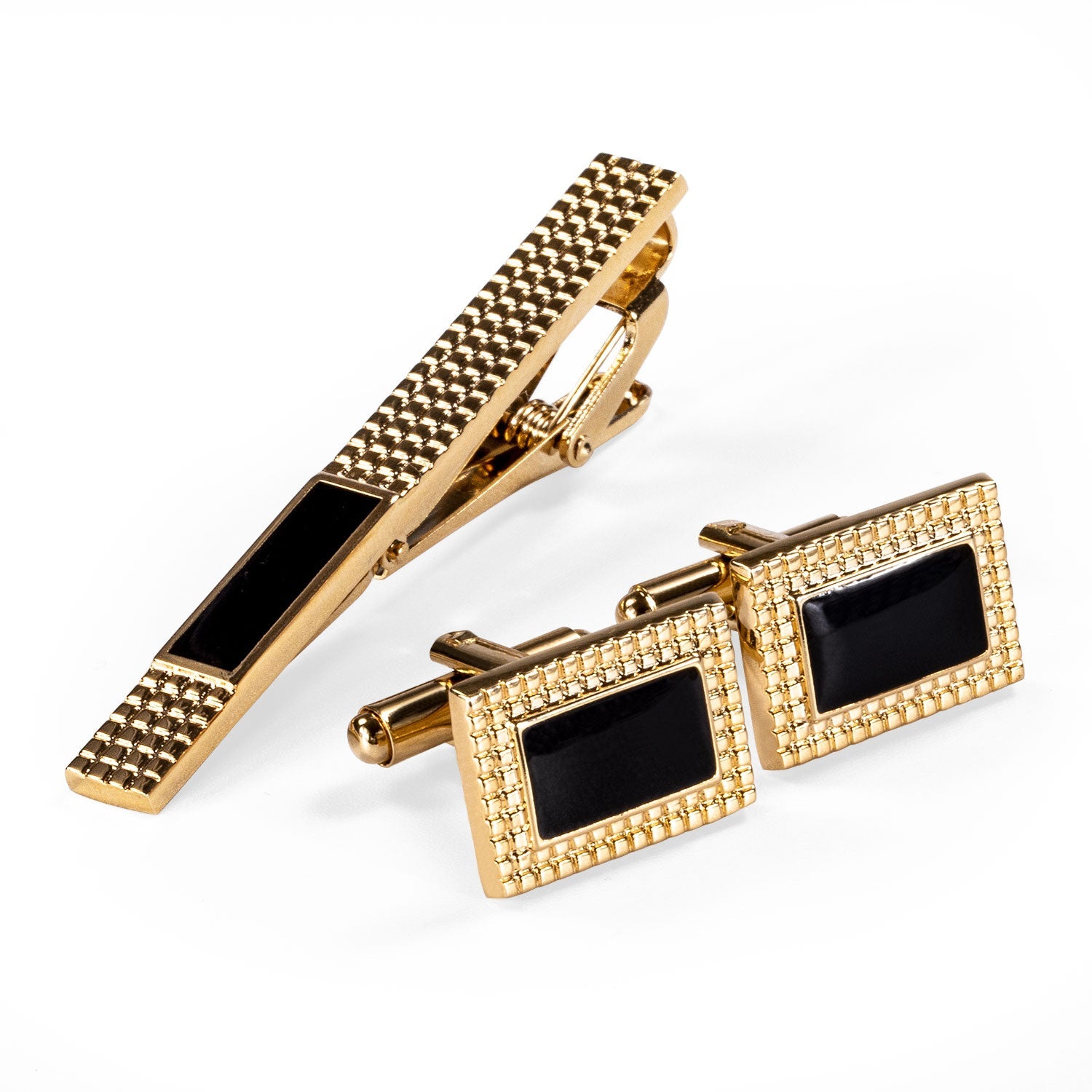 GentCrest Black Classic Tie Clip Cufflinks Set - Image 2