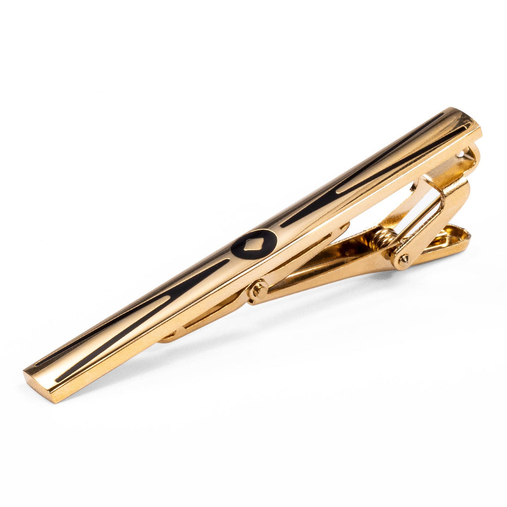 GentCrest Black Rhinestone Tie Clip Cufflinks Set - Image 3