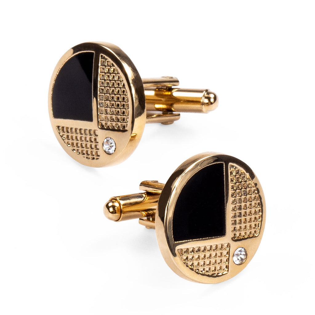 GentCrest Black Rhinestone Tie Clip Cufflinks Set - Image 4