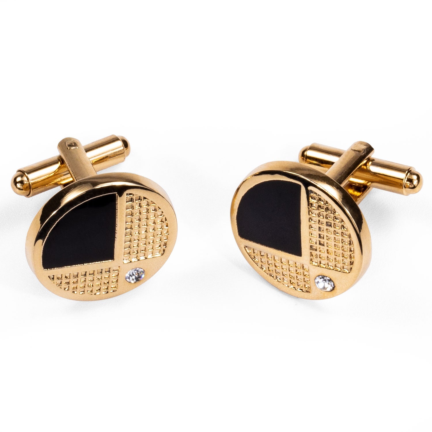 GentCrest Black Rhinestone Tie Clip Cufflinks Set - Image 6