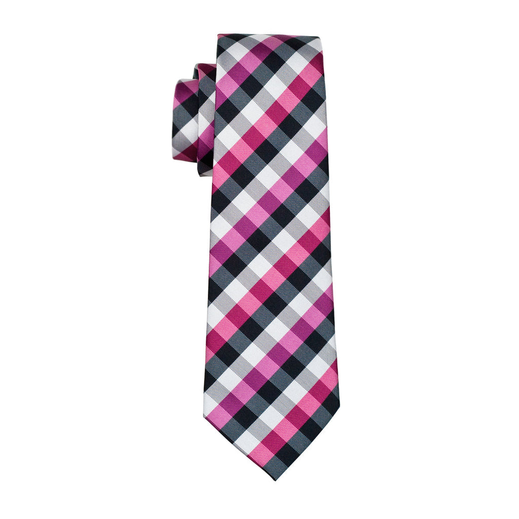 GentCrest Pink Plaid Tie Hanky Cufflinks Set - Image 4