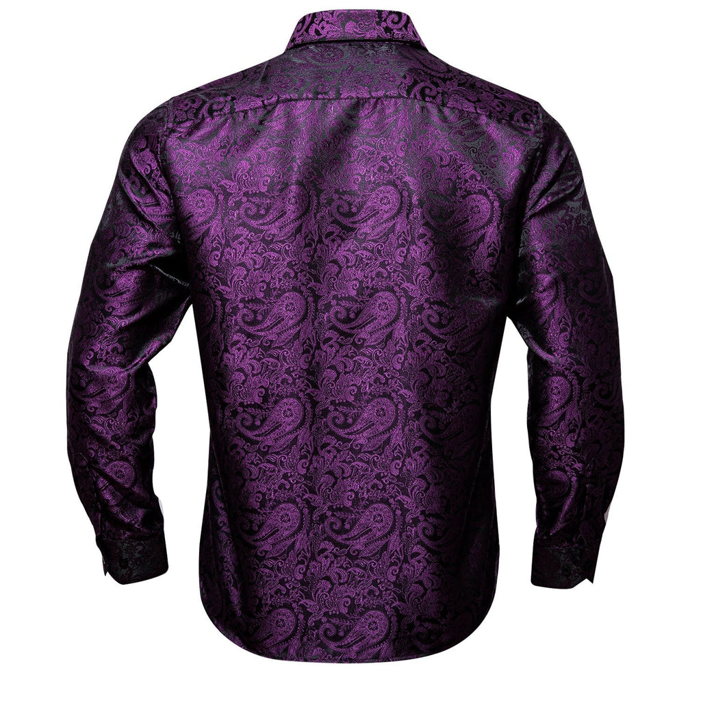 Purple and Black Paisley Dress Shirt - GentCrest - View 4