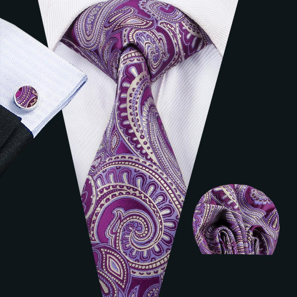 GentCrest Purple Paisley Tie Hanky Cufflinks Set - Image 1