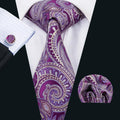 GentCrest Purple Paisley Tie Hanky Cufflinks Set - Image 1