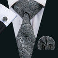GentCrest Black Paisley Tie Hanky Cufflinks Set - Image 1