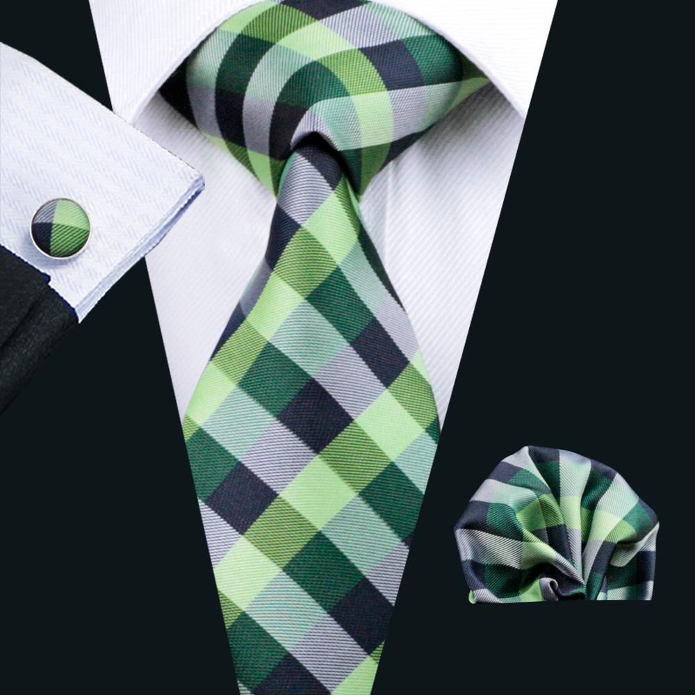 GentCrest Green Plaid Tie Hanky Cufflinks Set - Image 1