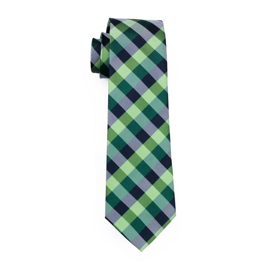 Green Plaid Silk XL Silk Tie Set - GentCrest - View 4