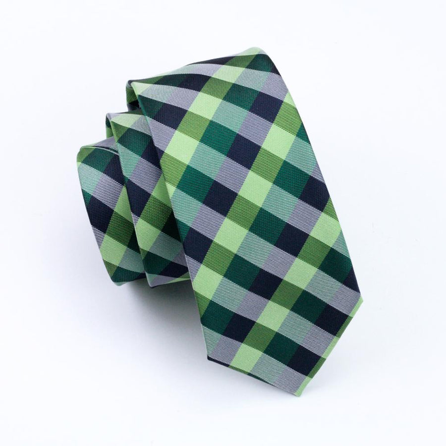 Green Plaid Silk XL Silk Tie Set - GentCrest - View 3