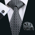 GentCrest Black Plaid Tie Hanky Cufflinks Set - Image 1