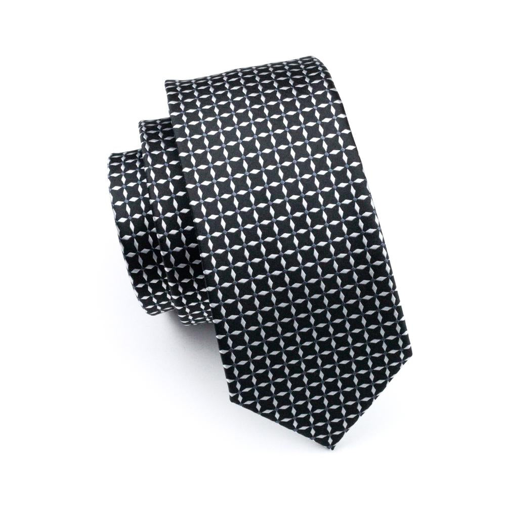 GentCrest Black Plaid Tie Hanky Cufflinks Set - Image 4