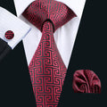 GentCrest Black Geometric Tie Hanky Cufflinks Set - Image 1
