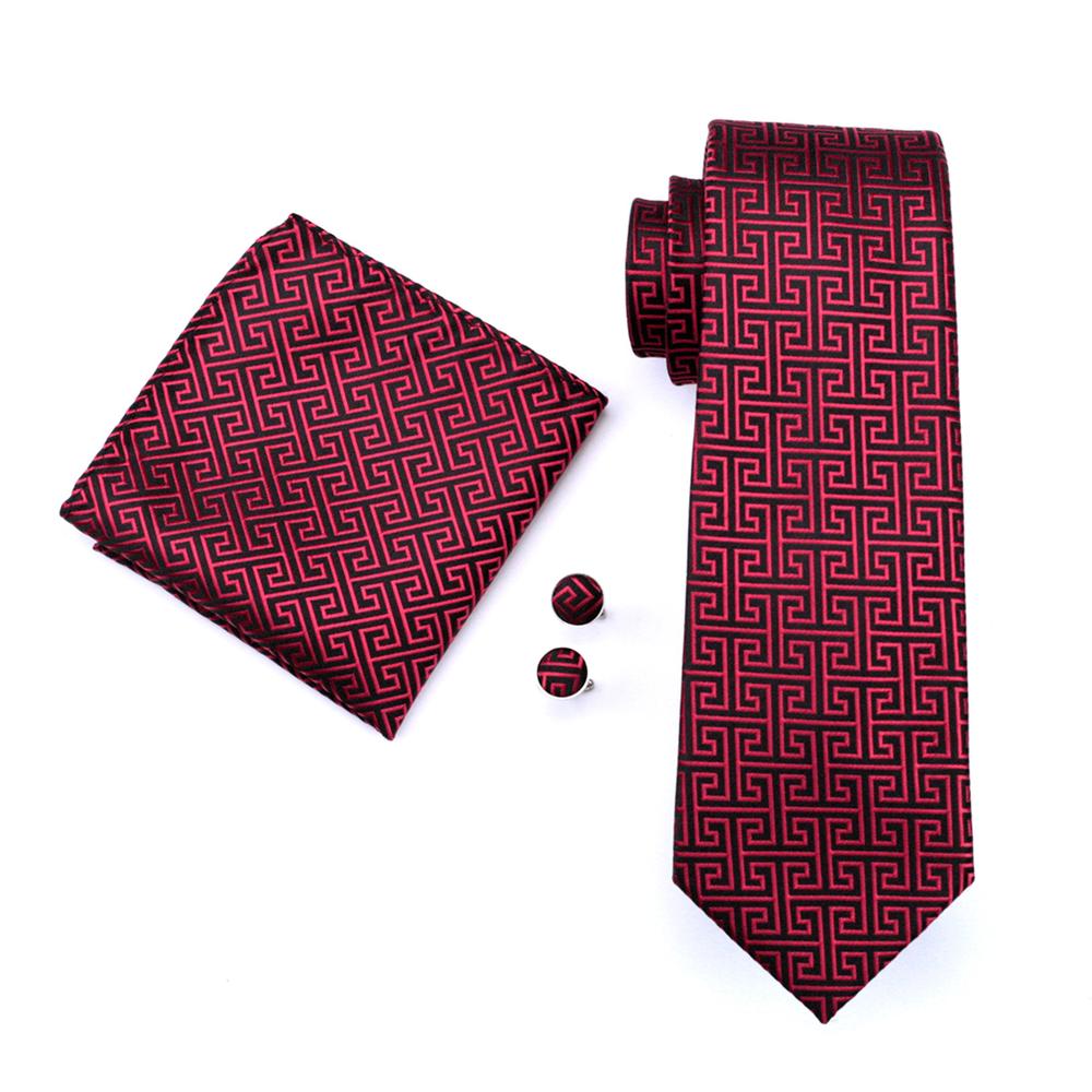 GentCrest Black Geometric Tie Hanky Cufflinks Set - Image 3