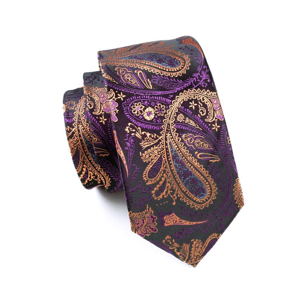 GentCrest Purple Paisley Tie Hanky Cufflinks Set - Image 5