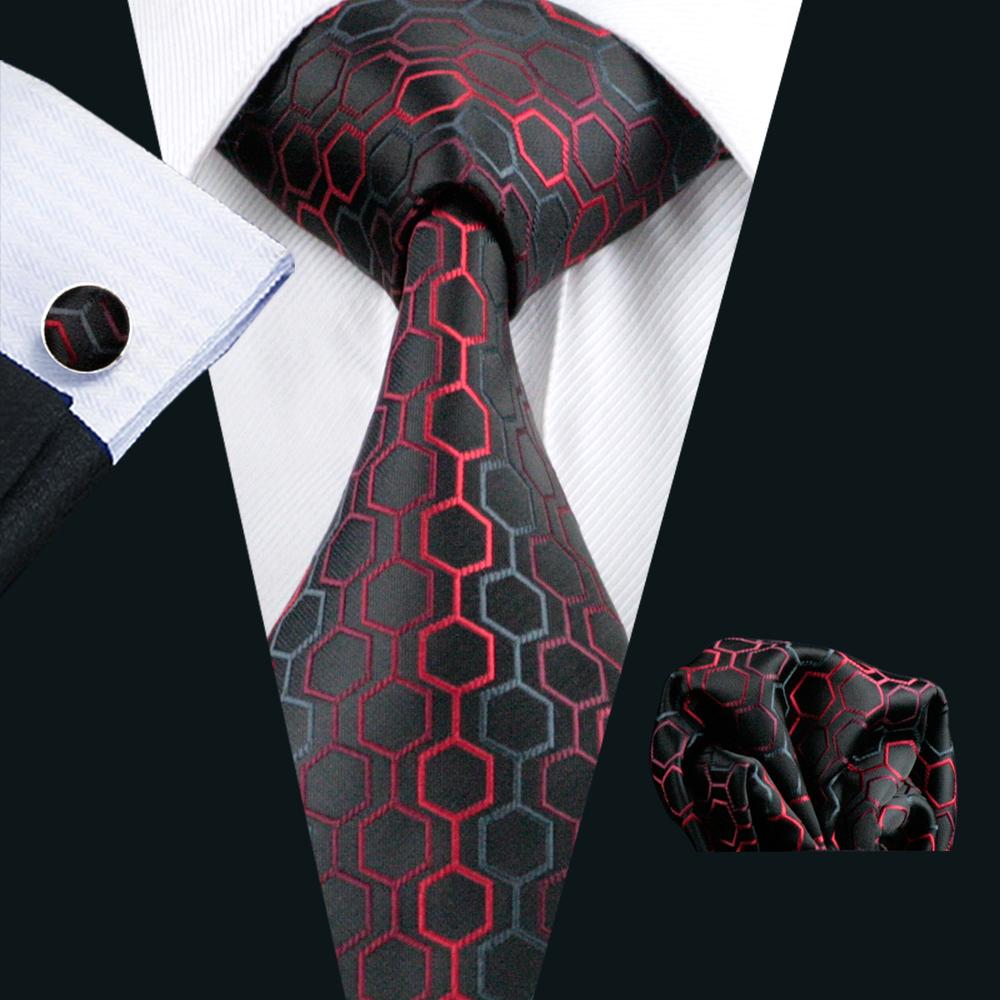 GentCrest Black Plaid Tie Hanky Cufflinks Set - Image 1