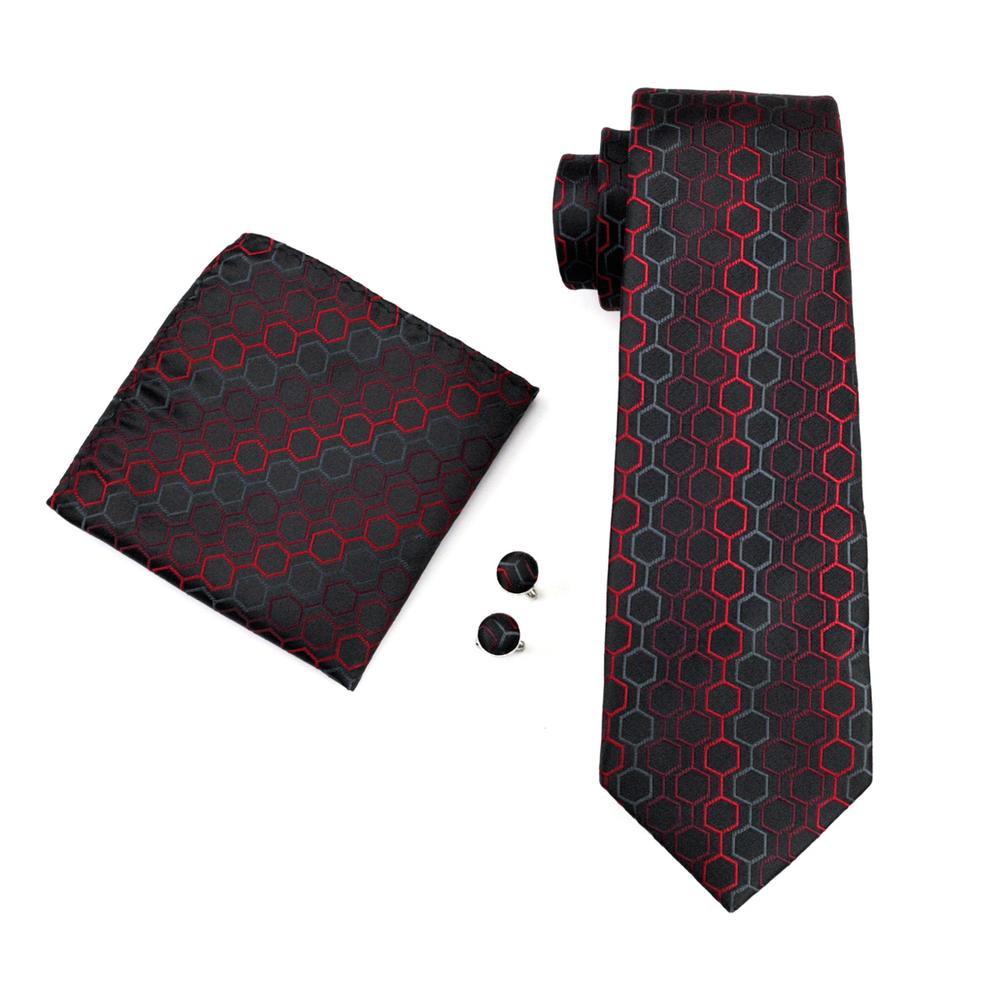 GentCrest Black Plaid Tie Hanky Cufflinks Set - Image 3
