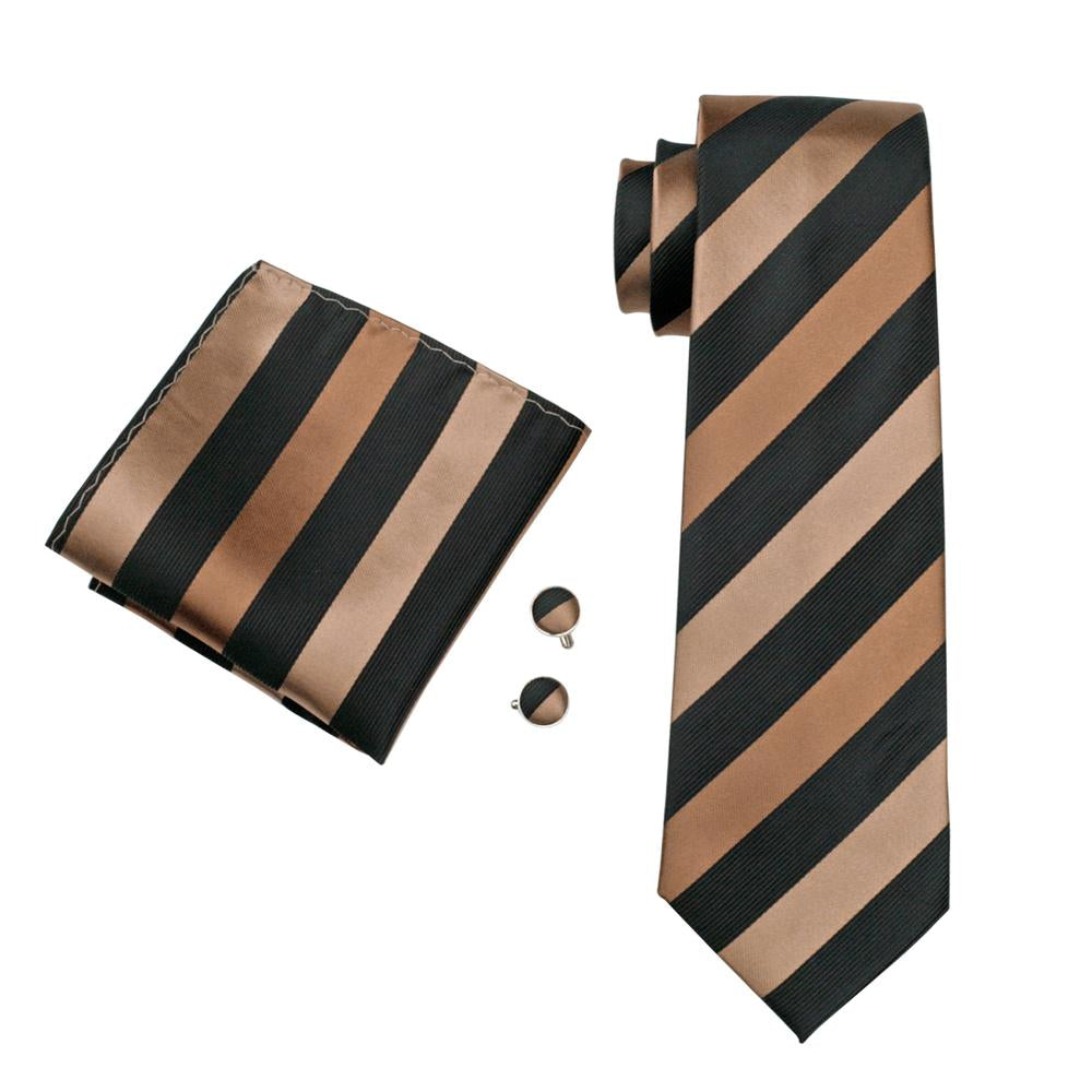 GentCrest Black Striped Tie with Lapel Pin - Image 3