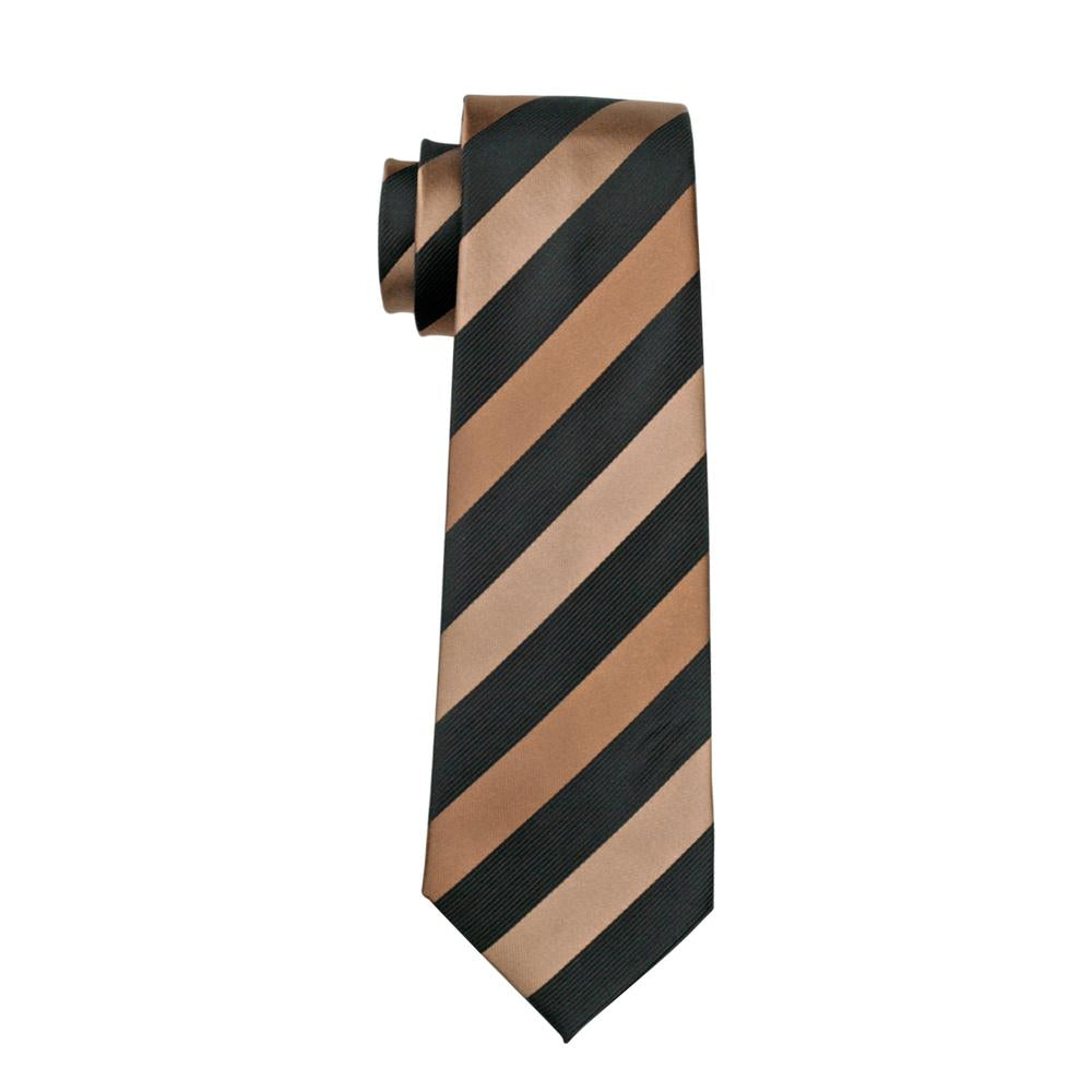 GentCrest Black Striped Tie with Lapel Pin - Image 4