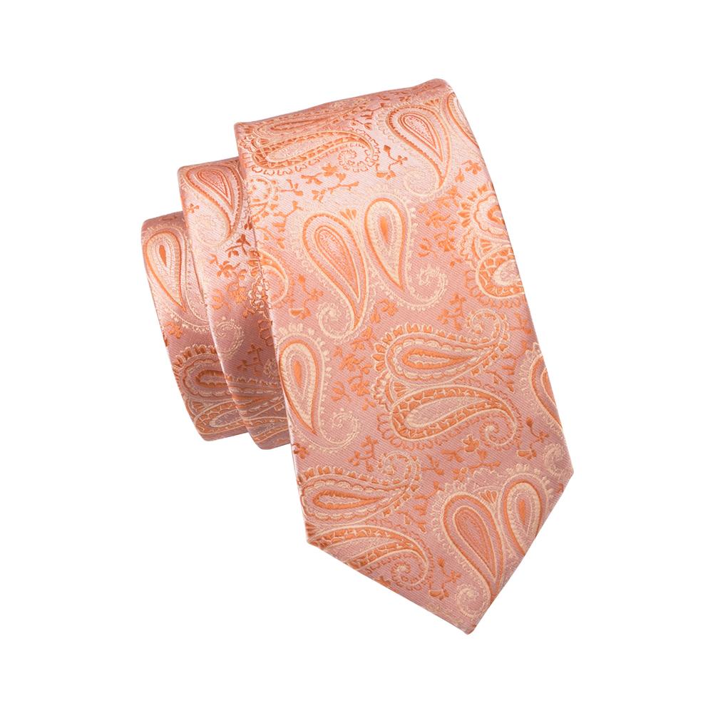 Peach Paisley Silk Tie Set - GentCrest - View 2
