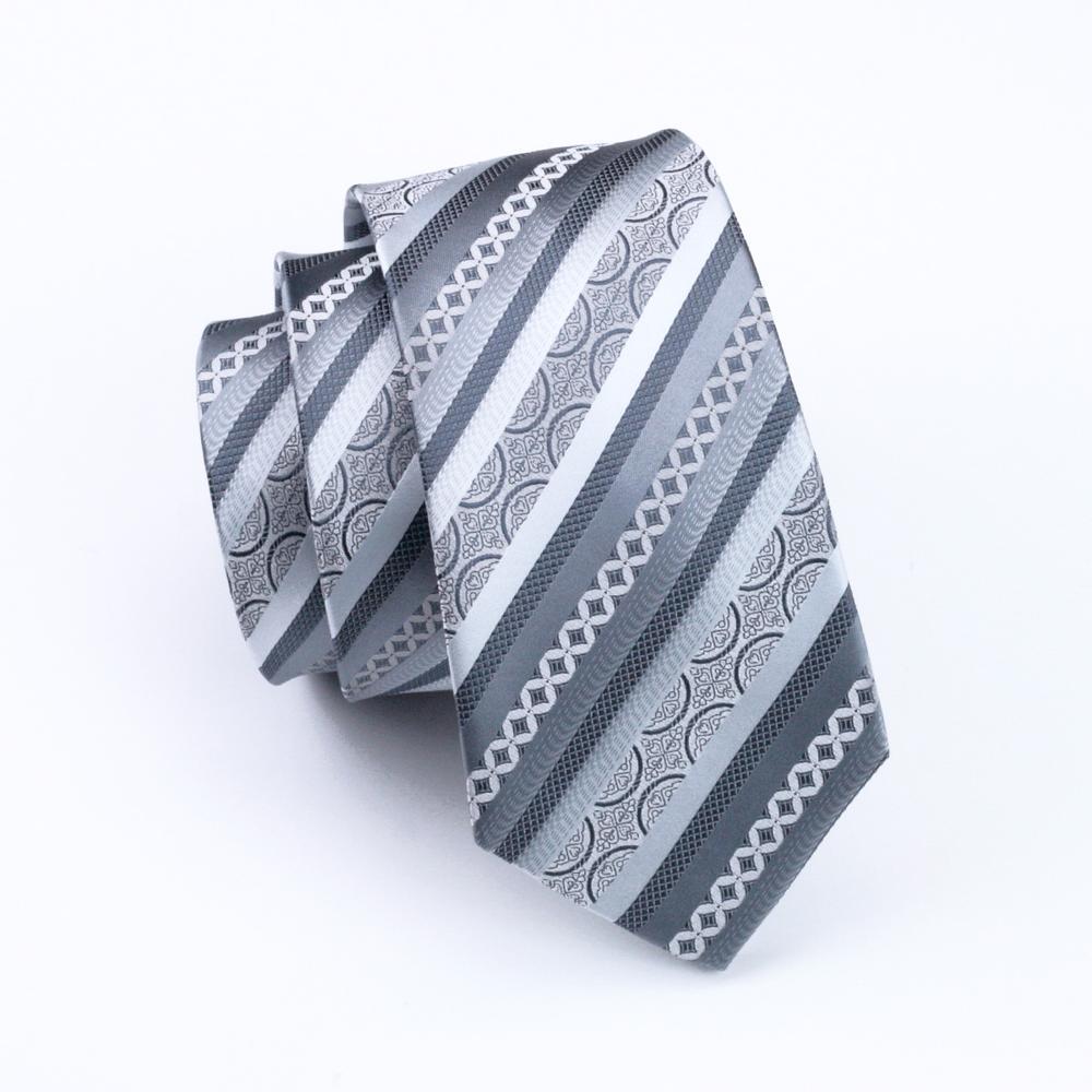Silver Gray Striped Silk Tie Set - GentCrest - View 5