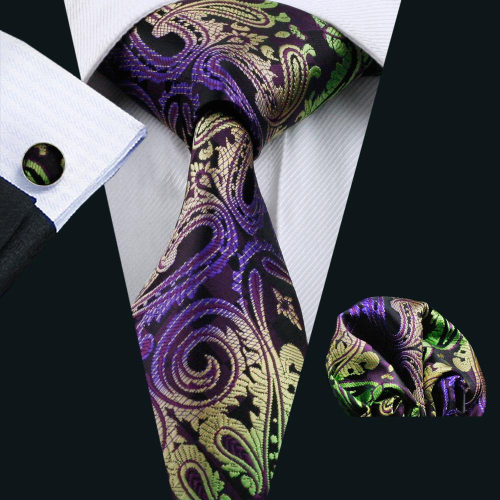 GentCrest Black Paisley Tie Hanky Cufflinks Set - Image 1