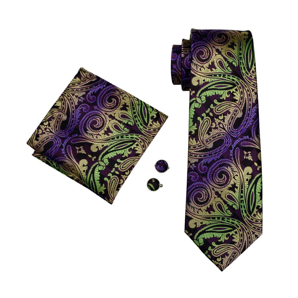 GentCrest Black Paisley Tie Hanky Cufflinks Set - Image 3