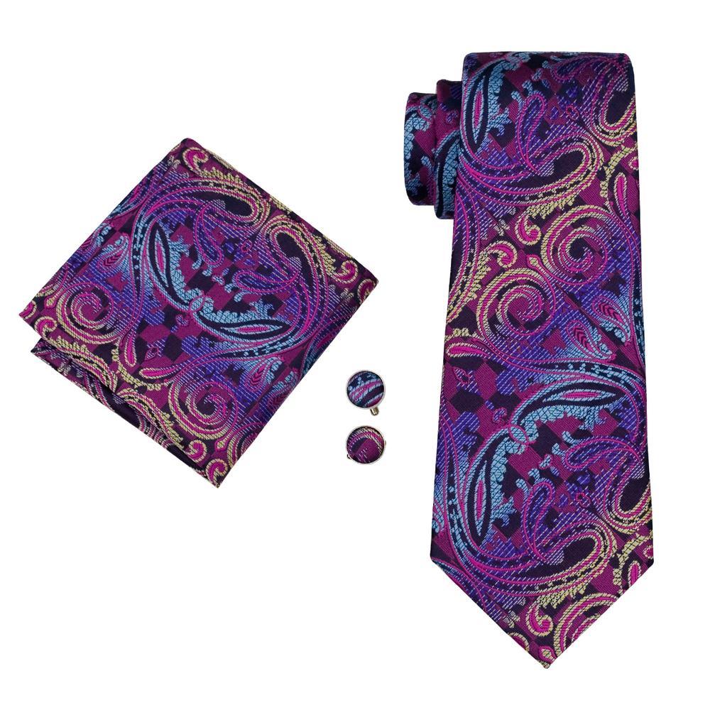 Blue & Purple Paisley Silk Tie Set - GentCrest - View 2