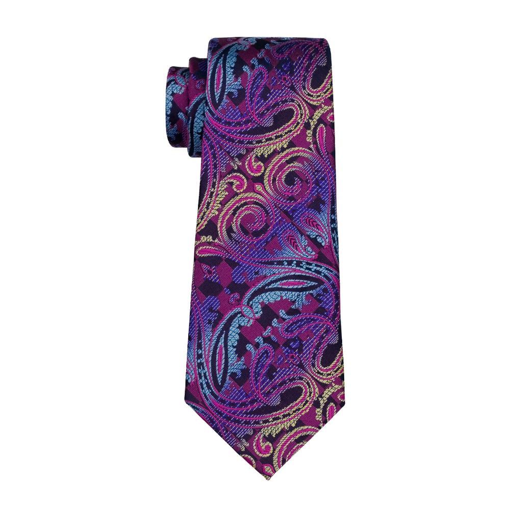 Blue & Purple Paisley Silk Tie Set - GentCrest - View 3