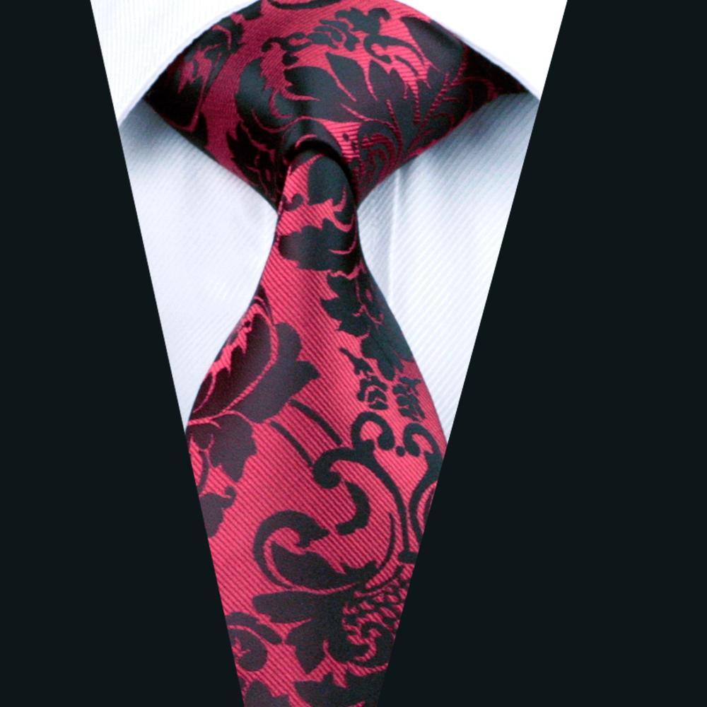 Black Red Floral Silk Tie Set - GentCrest - View 2