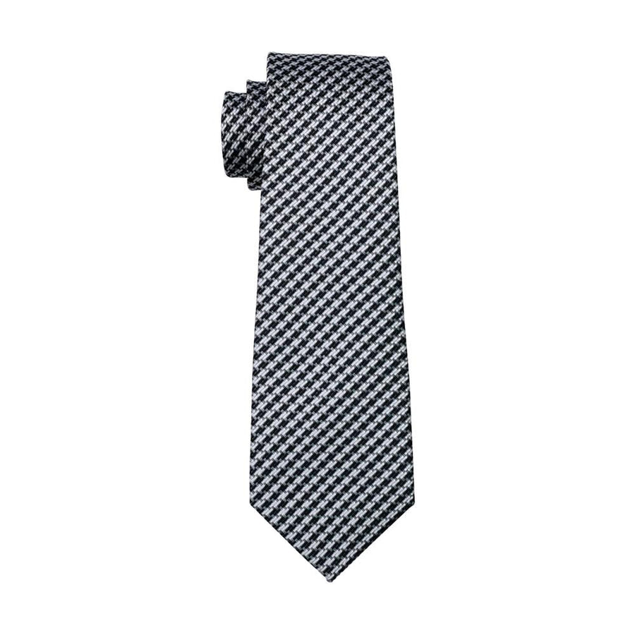 White and Black Houndstooth XL Silk Tie Set - GentCrest - View 3