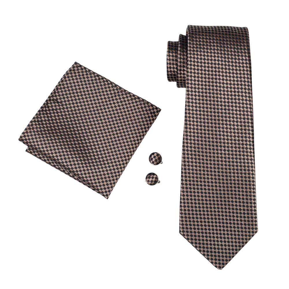 GentCrest Gold Plaid Tie Hanky Cufflinks Set - Image 4