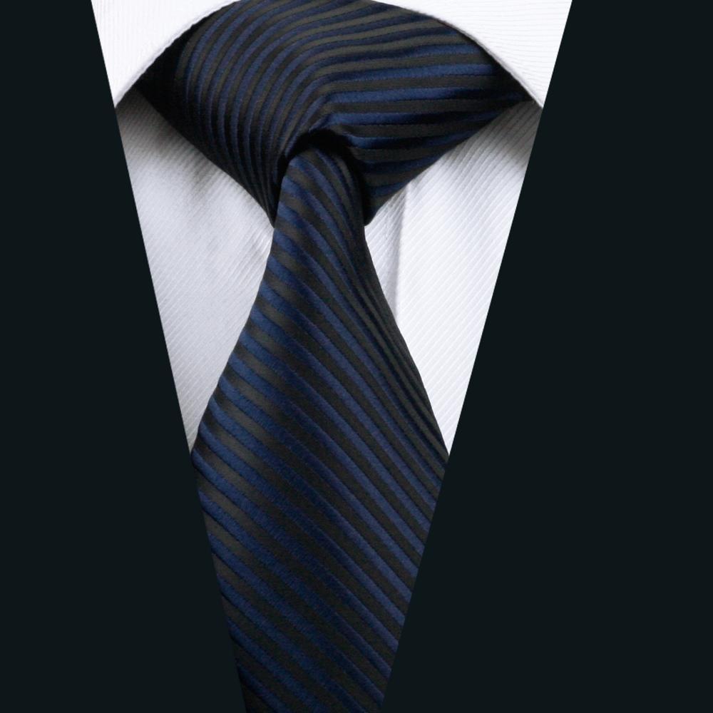 Black & Royal Blue Striped Silk Tie Set - GentCrest - View 5