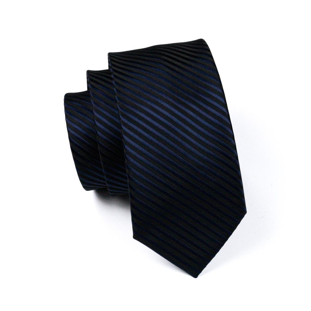 Black & Royal Blue Striped Silk Tie Set - GentCrest - View 2