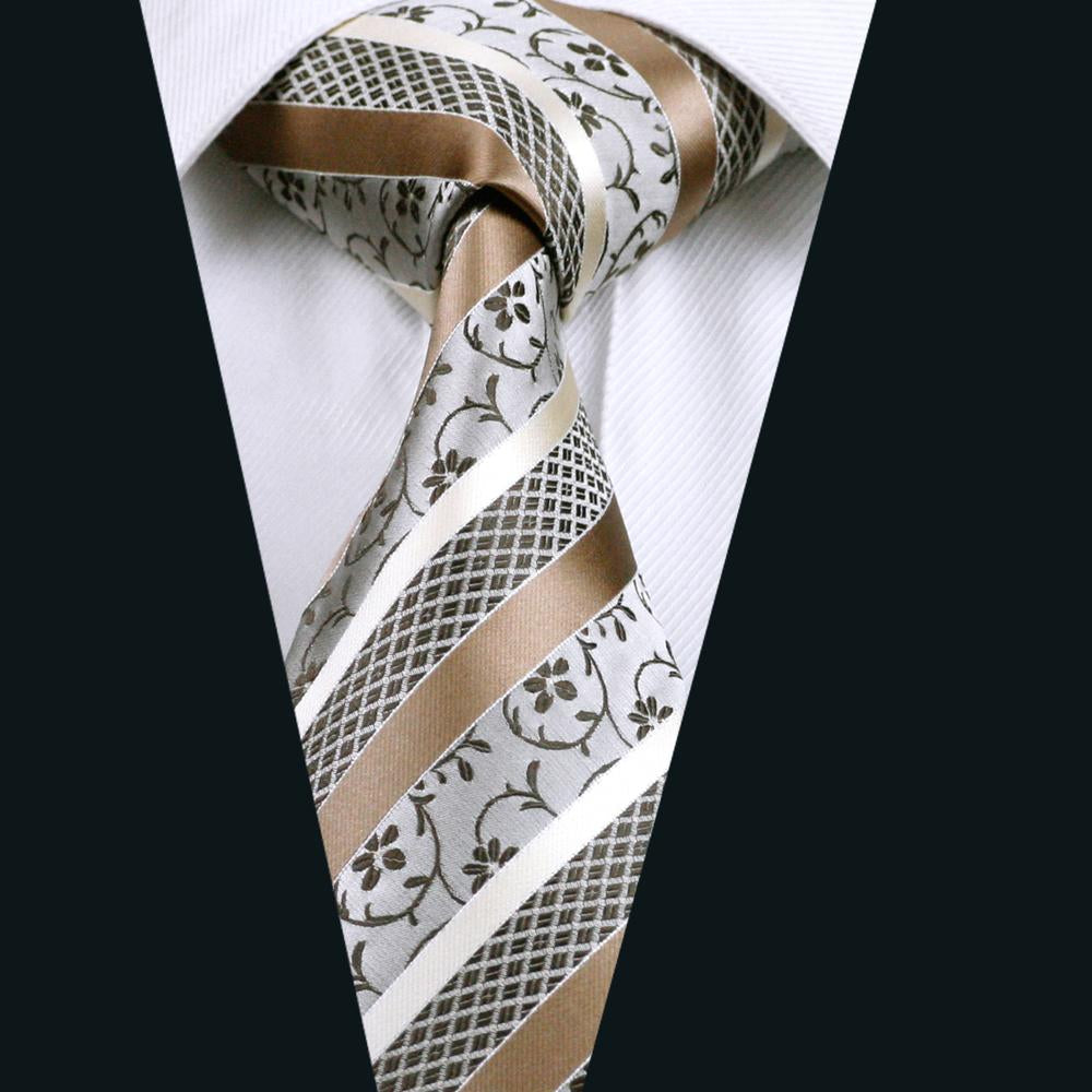 GentCrest White Striped Tie Hanky Cufflinks Set - Image 2