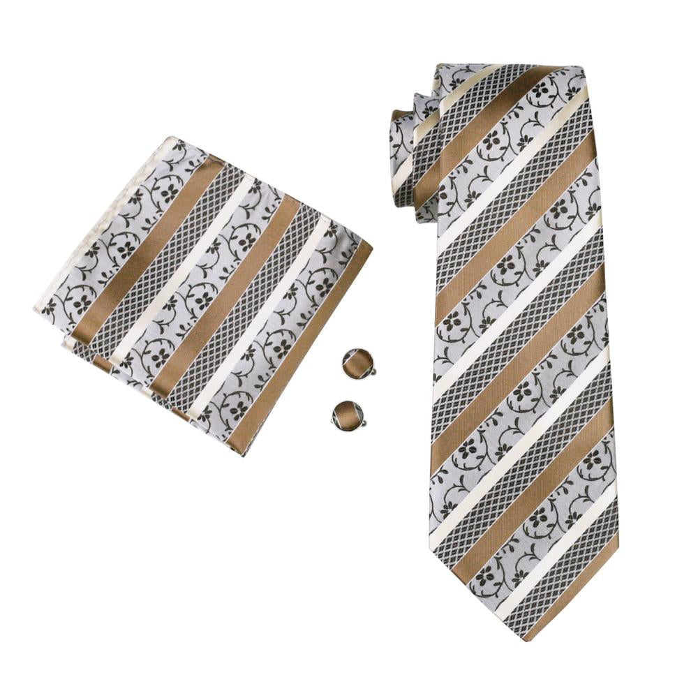 GentCrest White Striped Tie Hanky Cufflinks Set - Image 3