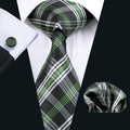 GentCrest Black Plaid Tie Hanky Cufflinks Set - Image 1