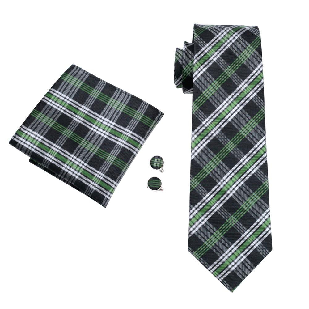GentCrest Black Plaid Tie Hanky Cufflinks Set - Image 3