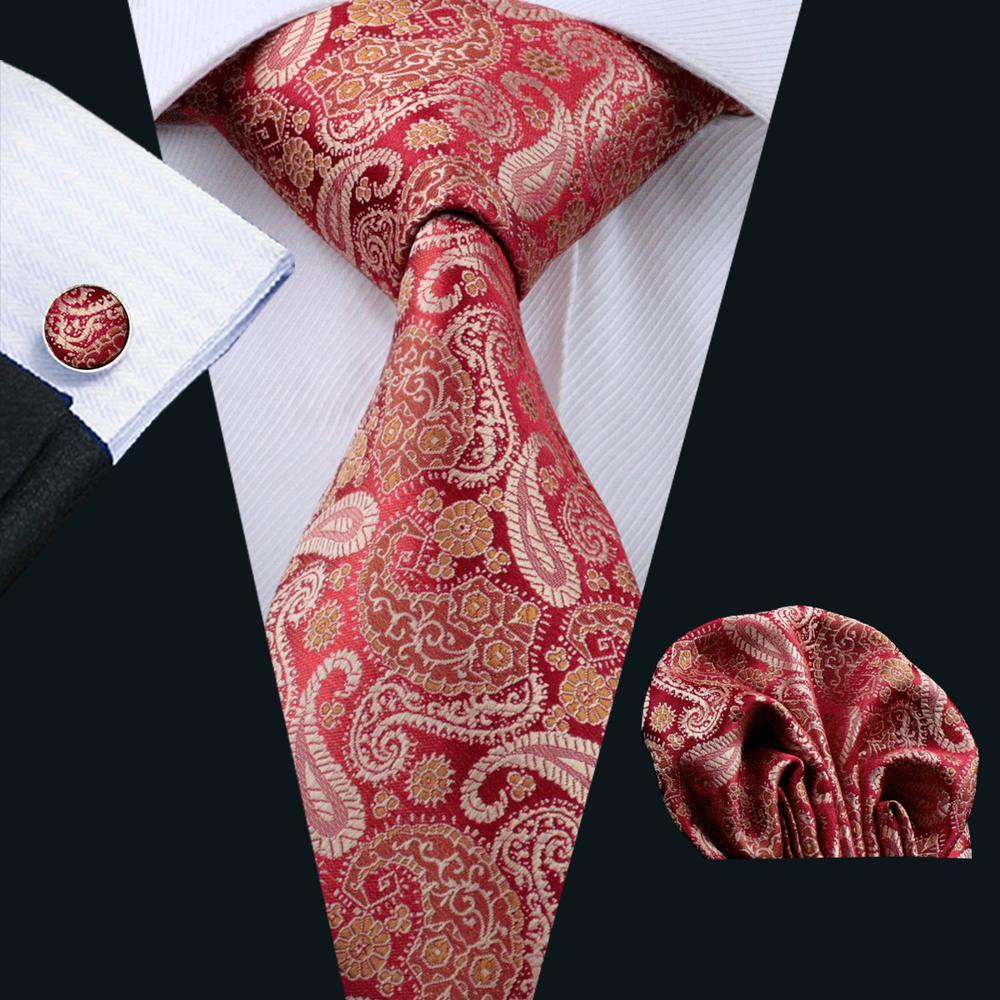 Red Paisley Silk Tie Set - GentCrest - View 2