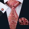 GentCrest Red Paisley Tie Hanky Cufflinks Set - Image 1